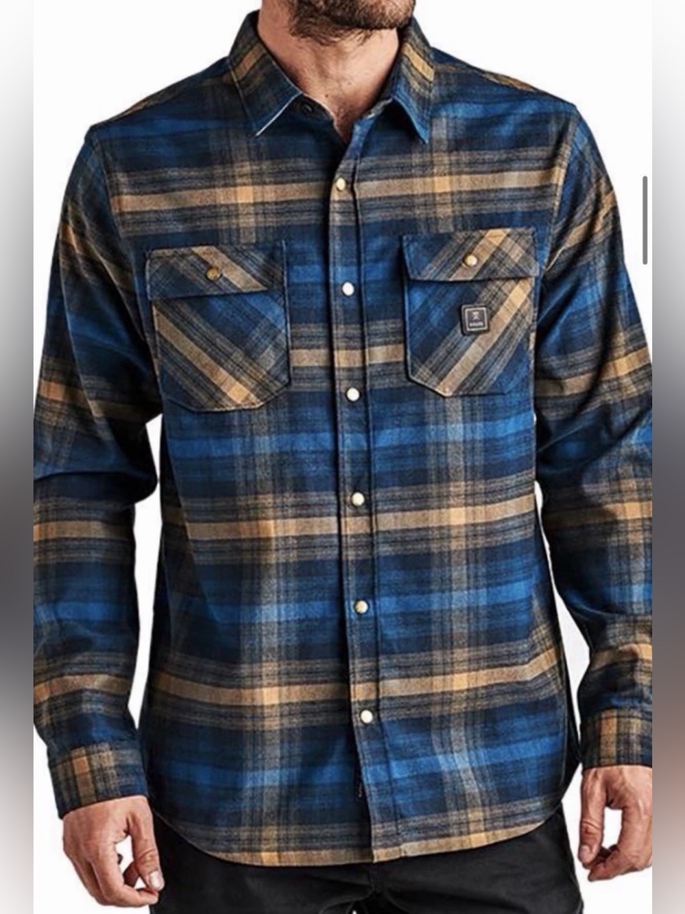 Roark Alpinist Flannel Shirt - Men's Small Wool Blend Snap Closure